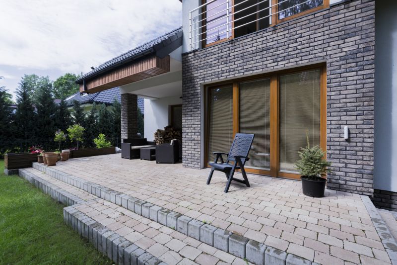 Modern paver patio with seating area